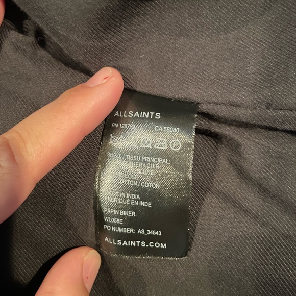 AllSaints Papin leather jacket Size US 2 black - Picture 6 of 8
